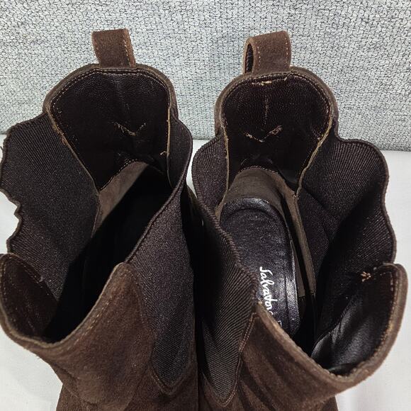 SALVATORE FERRAGAMO WOMEN’S SUEDE ANKLE BOOTS SIZE 6B - WEDGE HEEL VINTAGE ITALY - Picture 5 of 12